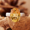 Women's S925 Sterling Silver Natural White Crystal Citrine Amethyst Geometric Ring Jewelry