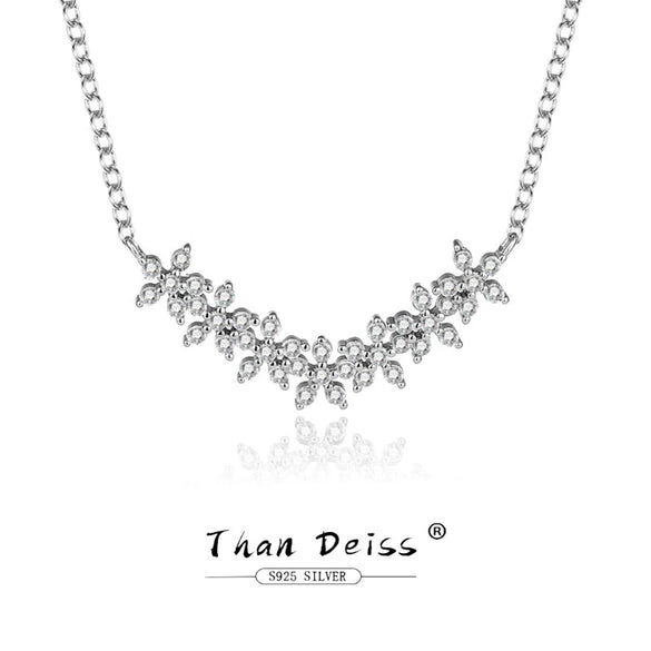 Women's S925 Sterling Silver Necklace With Lucky Plum Blossom And Smiley Face Design Pendant And Ochain