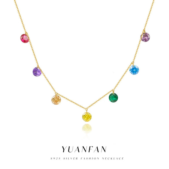 Women's S925 Sterling Silver Niche Geometric Inlaid Zircon Clavicle Chain