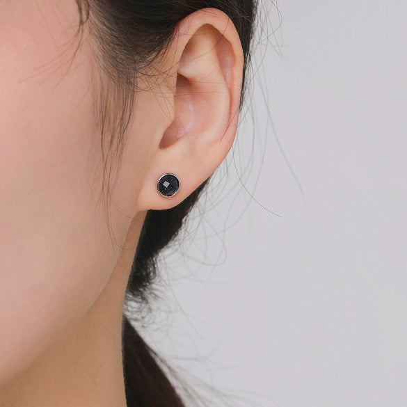 Women's S925 Sterling Silver Obsidian Geometric Simple Style Earrings Set With Precious Stones