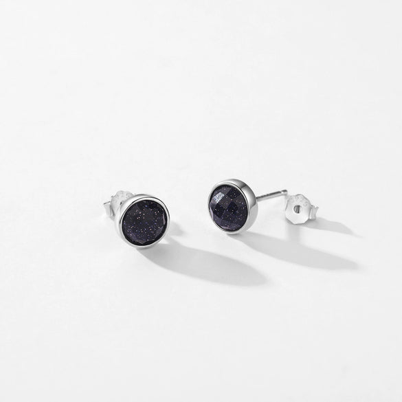 Women's S925 Sterling Silver Obsidian Geometric Simple Style Earrings Set With Precious Stones