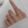 Women's S925 Sterling Silver Open Flower Branch Leaf Geometric Ring With Electroplating