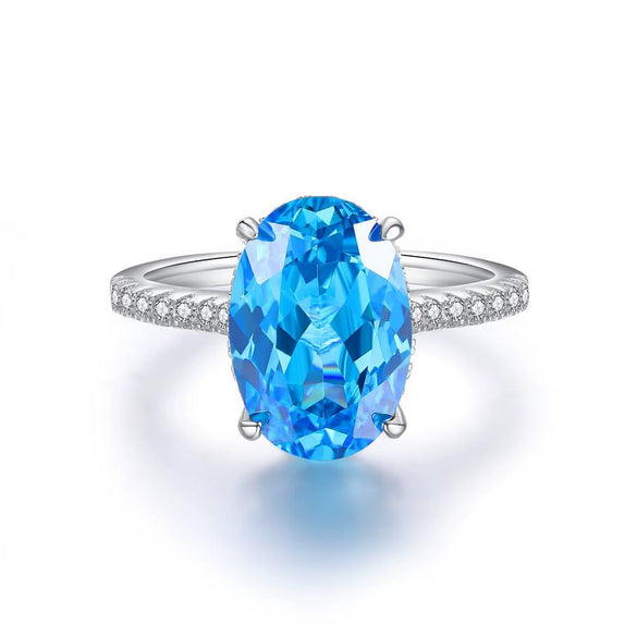 Women's S925 Sterling Silver Oval Ring With Electroplating Treatment