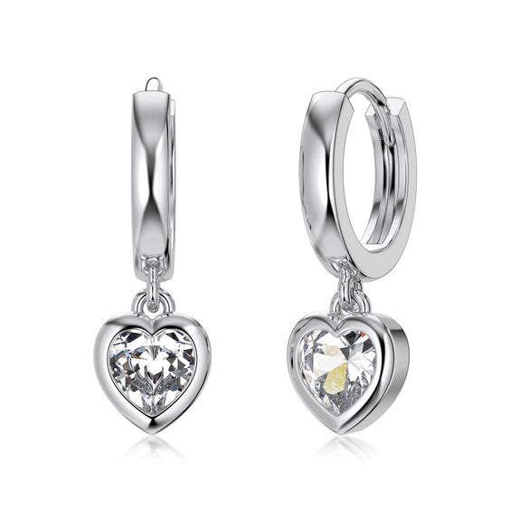 Women's S925 Sterling Silver Peach Heart Pendant Earrings With Electroplating Design