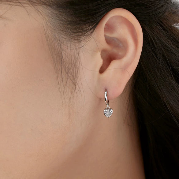Women's S925 Sterling Silver Peach Heart Pendant Earrings With Electroplating Design