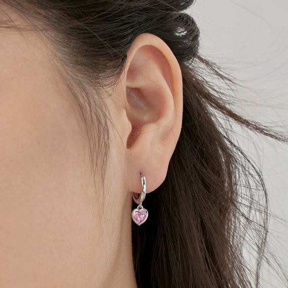 Women's S925 Sterling Silver Peach Heart Pendant Earrings With Electroplating Design