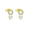 Women's S925 Sterling Silver Pearl Ear Nail With Geometric Style And Electroplated Platinum 18K Gold