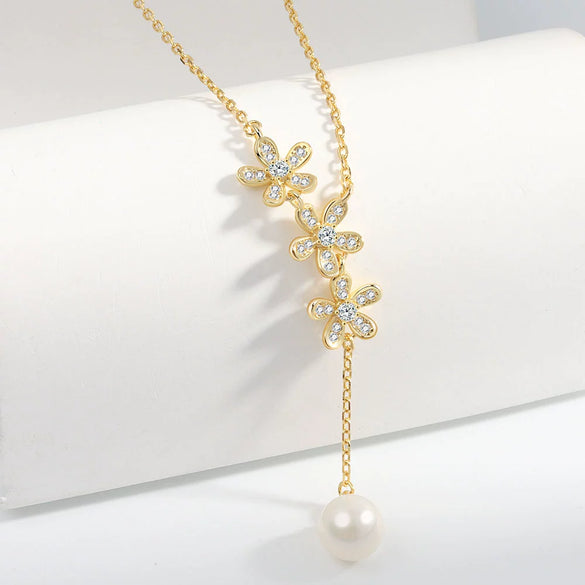 Women’s S925 Sterling Silver Pearl Pendant Necklace With Geometric Clavicle Chain Electroplated Fashion Jewelry
