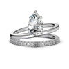 Women's S925 Sterling Silver Pearshaped Zircon Inlaid Irregular Doublelayer Geometric Electroplated Ring