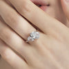 Women's S925 Sterling Silver Pearshaped Zircon Ring Geometric Design Electroplated