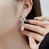 Women's S925 Sterling Silver Raindrop Zircon Pendant Ear Studs Geometric Style Electroplated Accessories