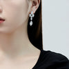 Women's S925 Sterling Silver Raindrop Zircon Pendant Ear Studs Geometric Style Electroplated Accessories