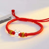 Women's S925 Sterling Silver Rat Zodiac Red Rope Bracelet Simple Handmade Woven Animal Charm Jewelry