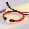 Women's S925 Sterling Silver Rat Zodiac Red Rope Bracelet Simple Handmade Woven Animal Charm Jewelry
