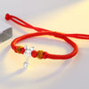 Women's S925 Sterling Silver Rat Zodiac Red Rope Bracelet Simple Handmade Woven Animal Charm Jewelry