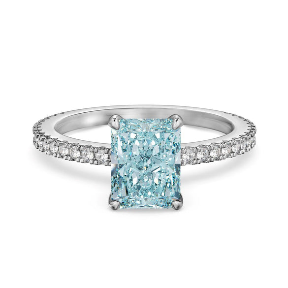 Women's S925 Sterling Silver Rectangular Geometric Style Ring With 8A Ice Flower Zirconium Simulated High Carbon Diamond Electroplated