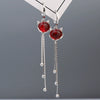 Women's S925 Sterling Silver Red Fox Tassel Earrings Elegant Animal Design Electroplated Fashion Jewelry