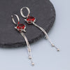 Women's S925 Sterling Silver Red Fox Tassel Earrings Elegant Animal Design Electroplated Fashion Jewelry