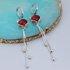 Women's S925 Sterling Silver Red Fox Tassel Earrings Elegant Animal Design Electroplated Fashion Jewelry