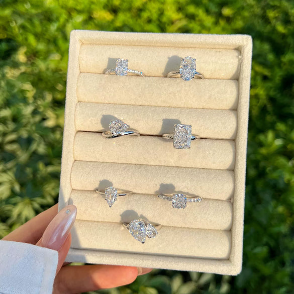 Women's S925 Sterling Silver Ring Geometric Drop Shape Ice Flower Cut Pear Oval Square Sugar Zircon Electroplated Design