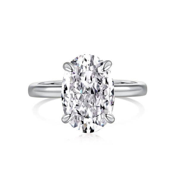 Women's S925 Sterling Silver Ring Geometric Drop Shape Ice Flower Cut Pear Oval Square Sugar Zircon Electroplated Design
