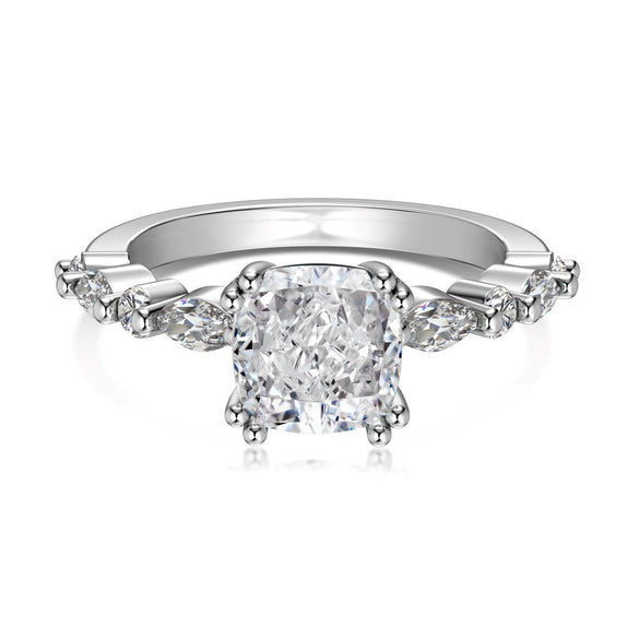 Women's S925 Sterling Silver Ring Geometric Drop Shape Ice Flower Cut Pear Oval Square Sugar Zircon Electroplated Design