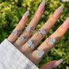 Women's S925 Sterling Silver Ring Geometric Drop Shape Ice Flower Cut Pear Oval Square Sugar Zircon Electroplated Design