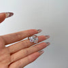 Women's S925 Sterling Silver Ring Geometric Style Pear Shape Square Ice Flower Cut Double Zircon Electroplated Design