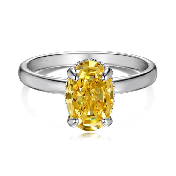 Women's S925 Sterling Silver Ring Light Luxury Geometric Ice Flower Cut High Carbon Diamond Electroplated