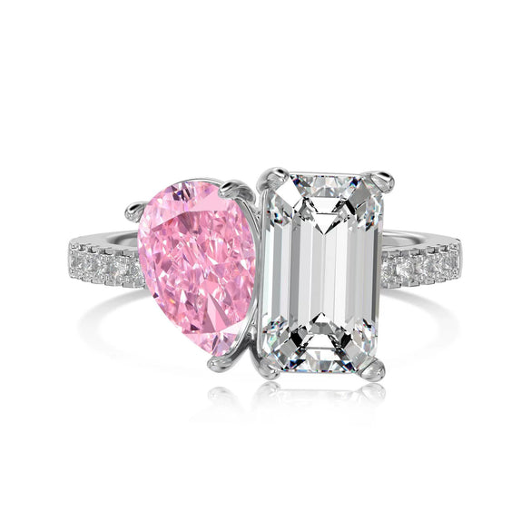 Women's S925 Sterling Silver Ring Light Luxury Geometric Ice Flower Cut High Carbon Diamond Electroplated