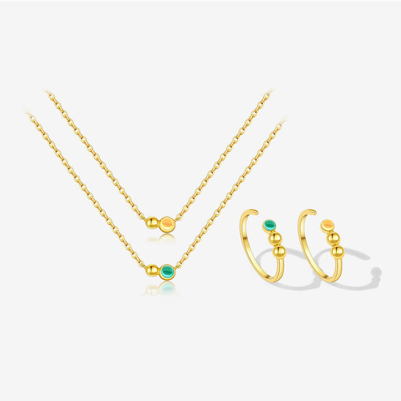 Women's S925 Sterling Silver Ring Pendant Necklace With Diamond Design And Platinum 18K Gold Electroplating