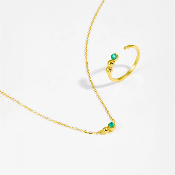 Women's S925 Sterling Silver Ring Pendant Necklace With Diamond Design And Platinum 18K Gold Electroplating