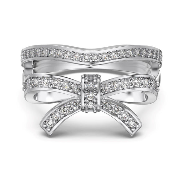 Women's S925 Sterling Silver Ring With Crown Bow Water Drop Horse Eye Zircon Design Geometric Light Luxury Style Electroplated