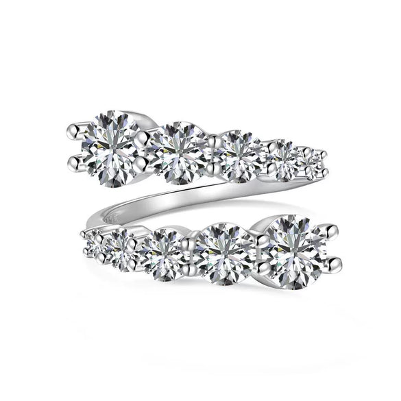 Women's S925 Sterling Silver Ring With Full Diamond Zircon Inlaid Geometric Design