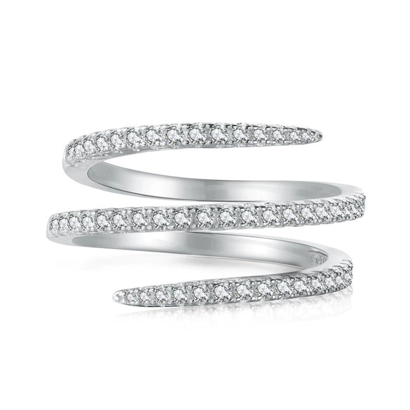 Women's S925 Sterling Silver Ring With Full Zircon Inlaid Heart Drop Geometric Shapes Electroplated