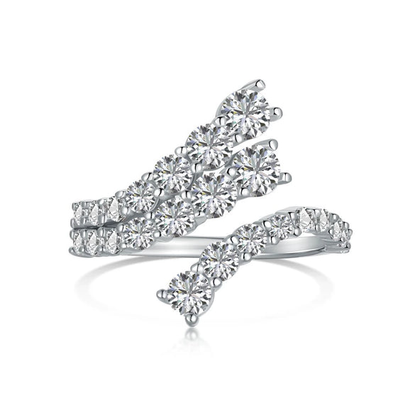 Women's S925 Sterling Silver Ring With Full Zircon Inlaid Heart Drop Geometric Shapes Electroplated