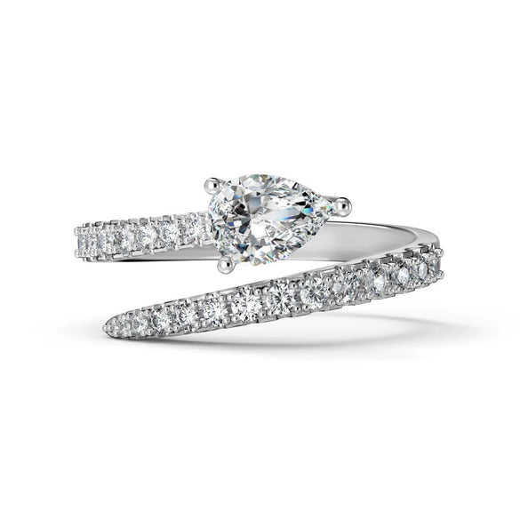 Women's S925 Sterling Silver Ring With Full Zircon Inlaid Heart Drop Geometric Shapes Electroplated