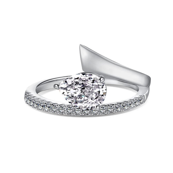 Women's S925 Sterling Silver Ring With Geometric Pattern And Ice Flower Cutting Electroplating Craft