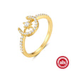 Women's S925 Sterling Silver Ring With High End Niche Design Star Moon Geometric Pattern And Electroplating Process