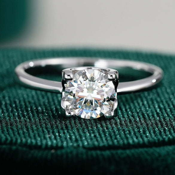 Women's S925 Sterling Silver Ring With Moissanite And Cow Head Pattern Natural Style Diamond Design