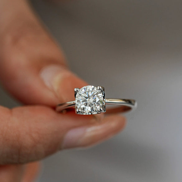 Women's S925 Sterling Silver Ring With Moissanite And Cow Head Pattern Natural Style Diamond Design