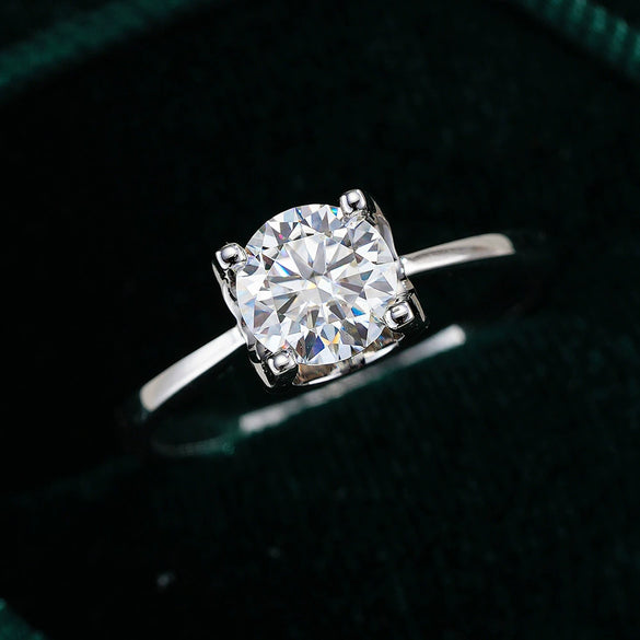 Women's S925 Sterling Silver Ring With Moissanite And Cow Head Pattern Natural Style Diamond Design