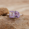 Women's S925 Sterling Silver Ring With Natural Topaz Garnet Amethyst Citrine Double Main Stone Geometric Drop Shape Crystal Set