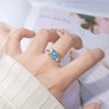 Women's S925 Sterling Silver Ring With Natural Topaz Garnet Amethyst Citrine Double Main Stone Geometric Drop Shape Crystal Set