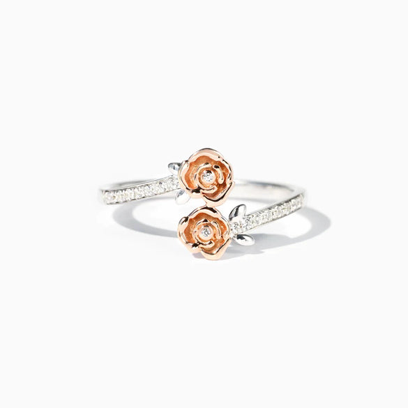 Women's S925 Sterling Silver Rose Flower Ring Electroplated Geometric Style