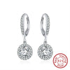 Women's S925 Sterling Silver Round Geometric Zircon Earrings Fine Silver Jewelry