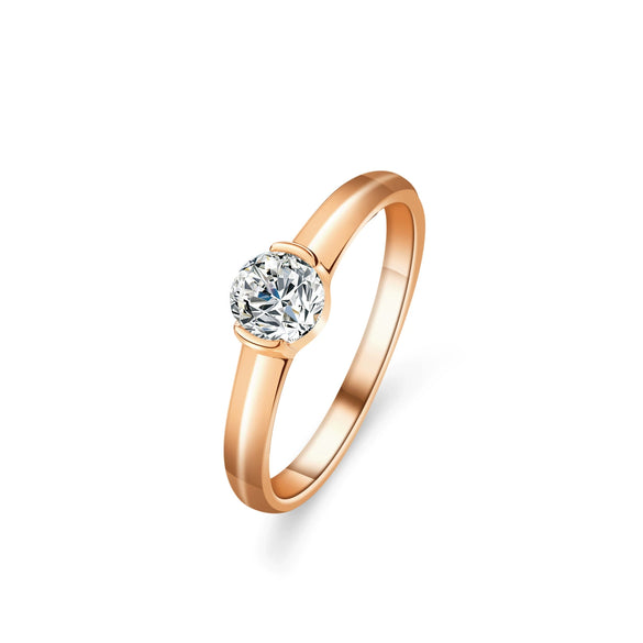 Women's S925 Sterling Silver Round Moissanite Ring With Eight Heart And Eight Arrows Cutting And Geometric Pattern