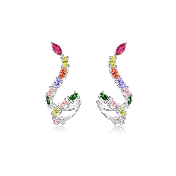 Women's S925 Sterling Silver Sexy Snake Earrings With Geometric Design And Electroplating Treatment