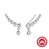 Women's S925 Sterling Silver Single Row Round Diamond Geometric Ear Clips With Fashion Niche Design Sense
