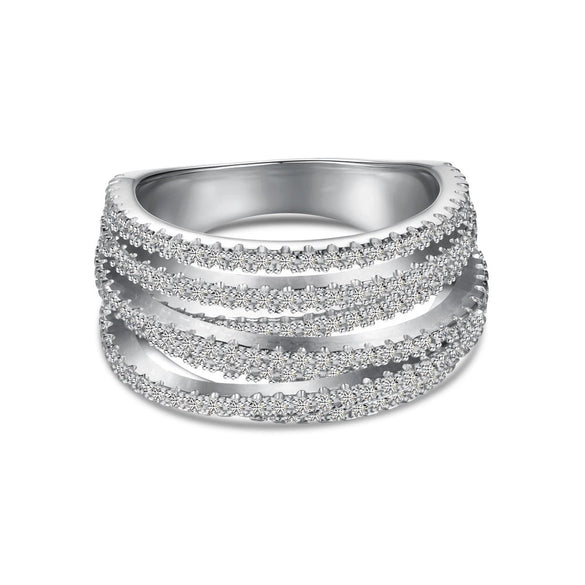Women's S925 Sterling Silver Snakeshaped Geometric Zircon Inlaid Electroplated Ring